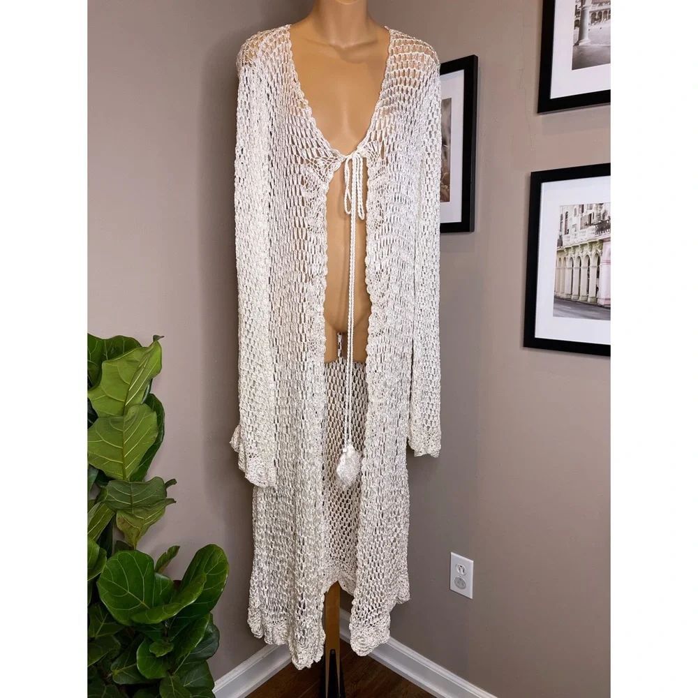 Free People Crochet Cover-up Robe Kimono